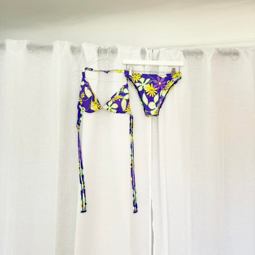Vintage y2k floral halter bikini - Picture 2 of 4